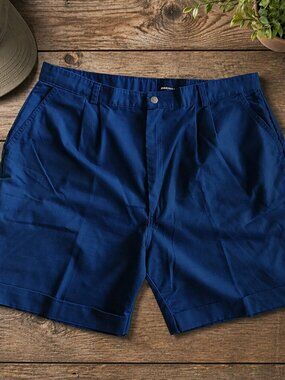 Vintage Lord Isaacs Blue Shorts Sz 16 Made USA Pleated High Waist